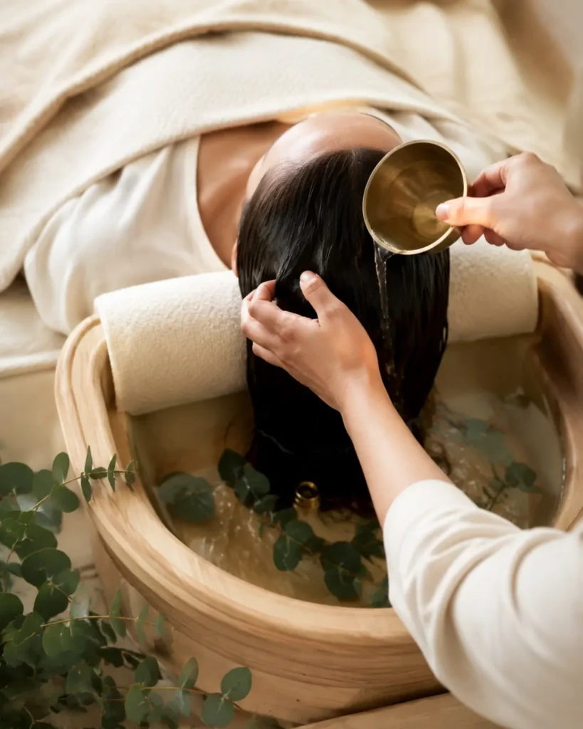 Botanical head spa ritual with warm hydro rinse